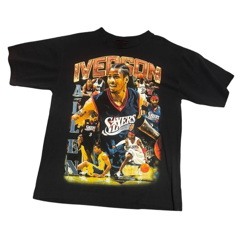 Allen Iverson Graphic Black Tee Marino Morwood NBA Streetwear Size Large